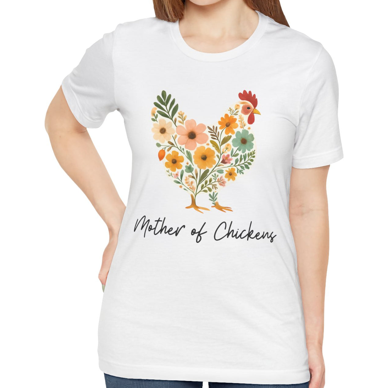 Women's  Mother of Chickens Floral Jersey Short Sleeve Tee Sz. S-5XL