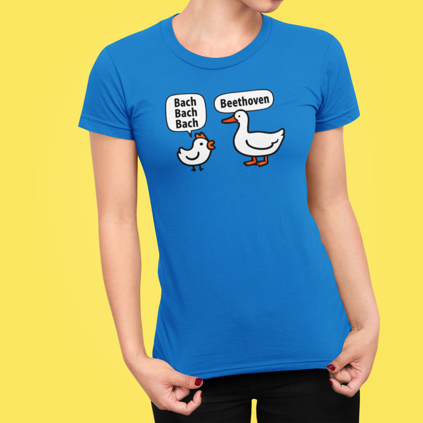 Women's Funny Animal, Bach, Beethoven Tee - Goose & Chicken  Sz. S-4XL