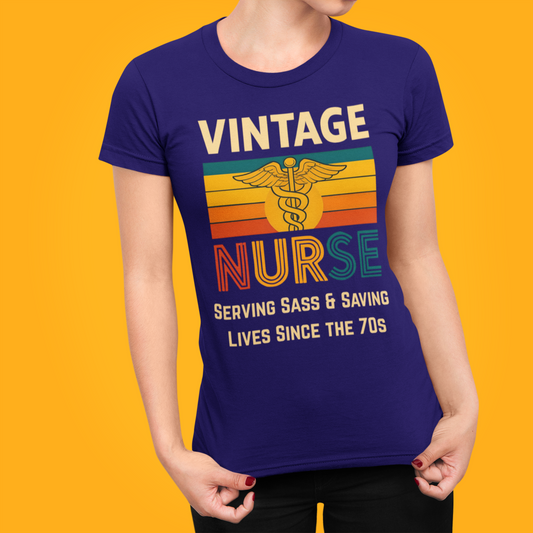 Vintage 70s Nurse Jersey Short Sleeve Tee Sz. S-5XL