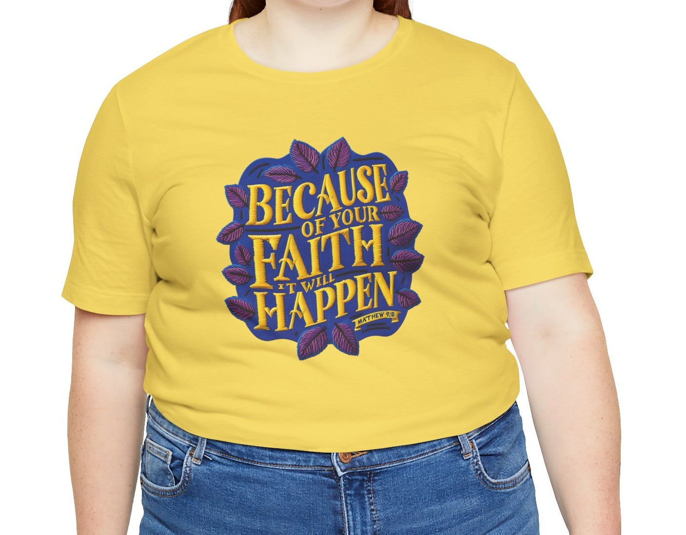 Women's Because of Your Faith Jersey Short Sleeve Tee