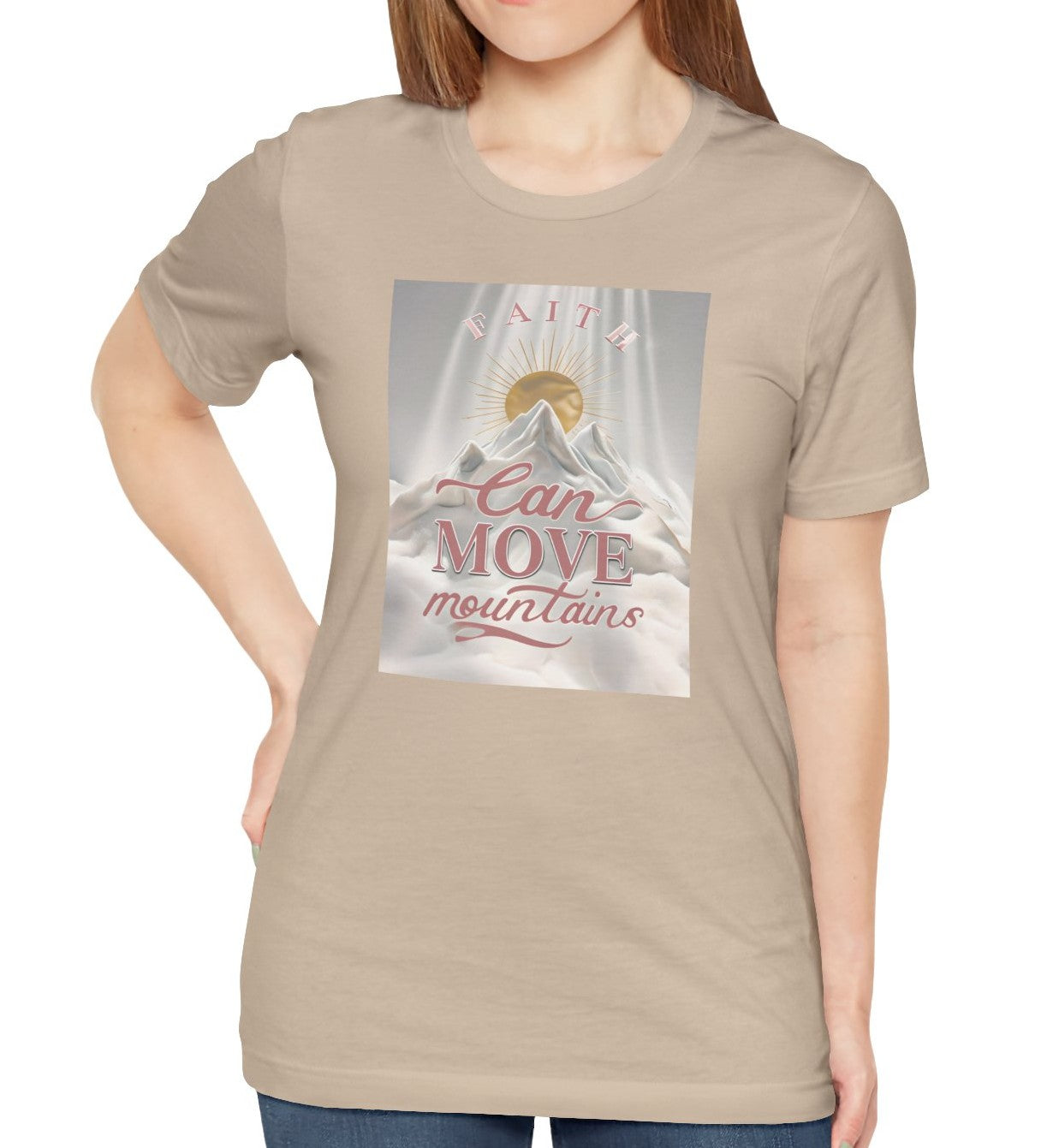 Women's Sunrise Faith Can Move Mountains Jersey Short Sleeve Tee