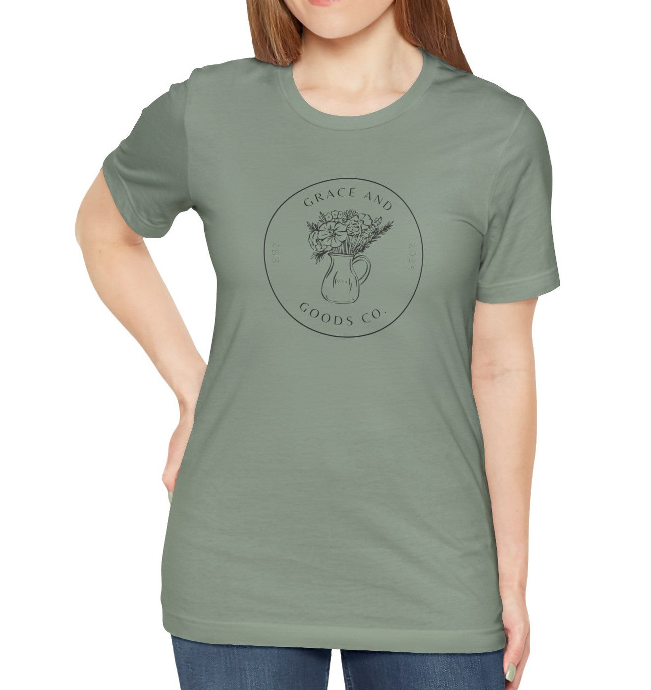 Grace and Goods Co. Shirt | Faith-Based Boutique Logo Tee | Minimalist Floral T-Shirt