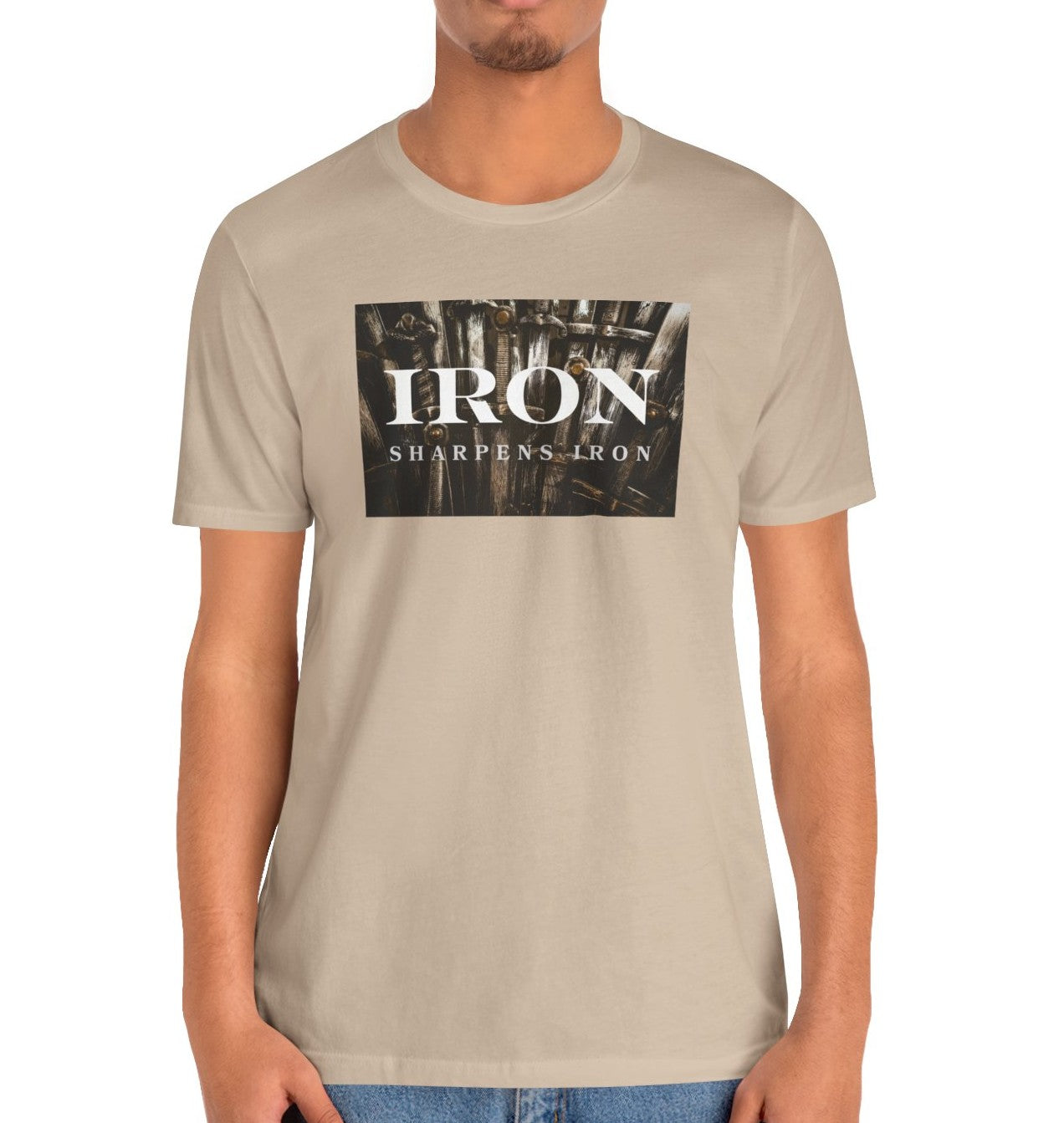 Iron Sharpens Iron Men’s Christian Tee | Proverbs 27:17 Shirt | Faith-Based Strength T-Shirt