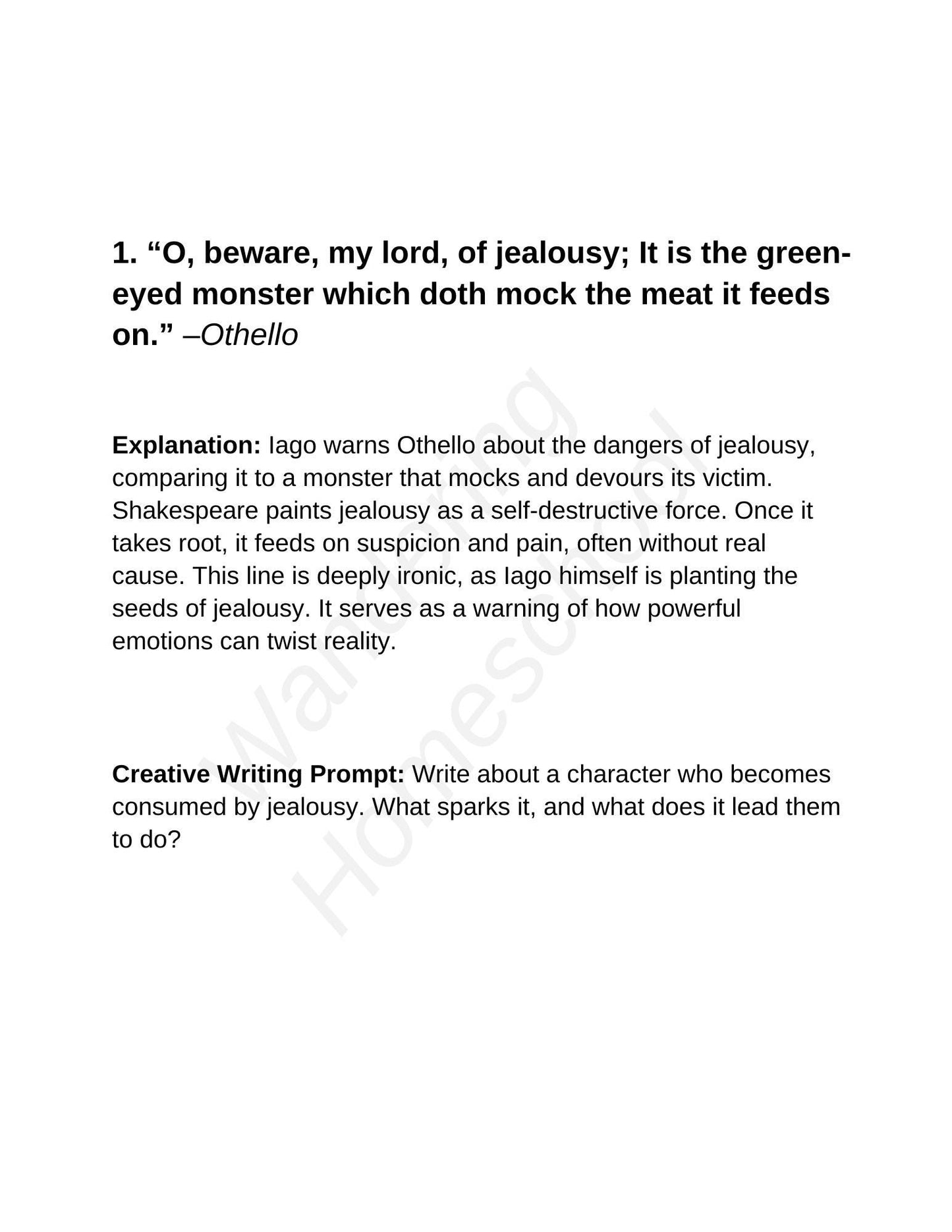 The Bard’s Quill: Writing Prompts Inspired by Shakespeare – Volume 2  Homeschool Highschool Creative Writing