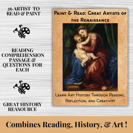 Paint and Read: Renaissance Artists – Reading Comprehension and Watercolor Workbook for Kids