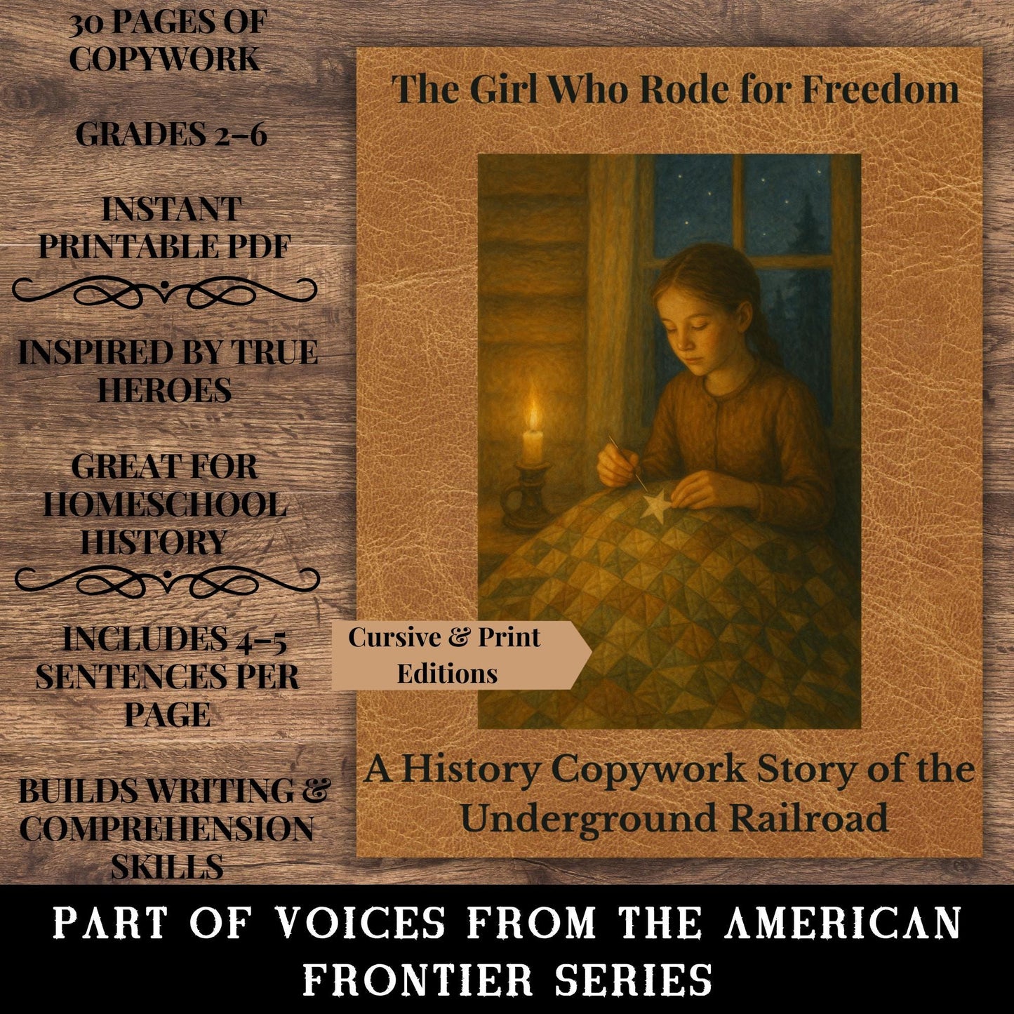 Underground Railroad Story Copywork: Cursive & Print Editions (PDF Download)