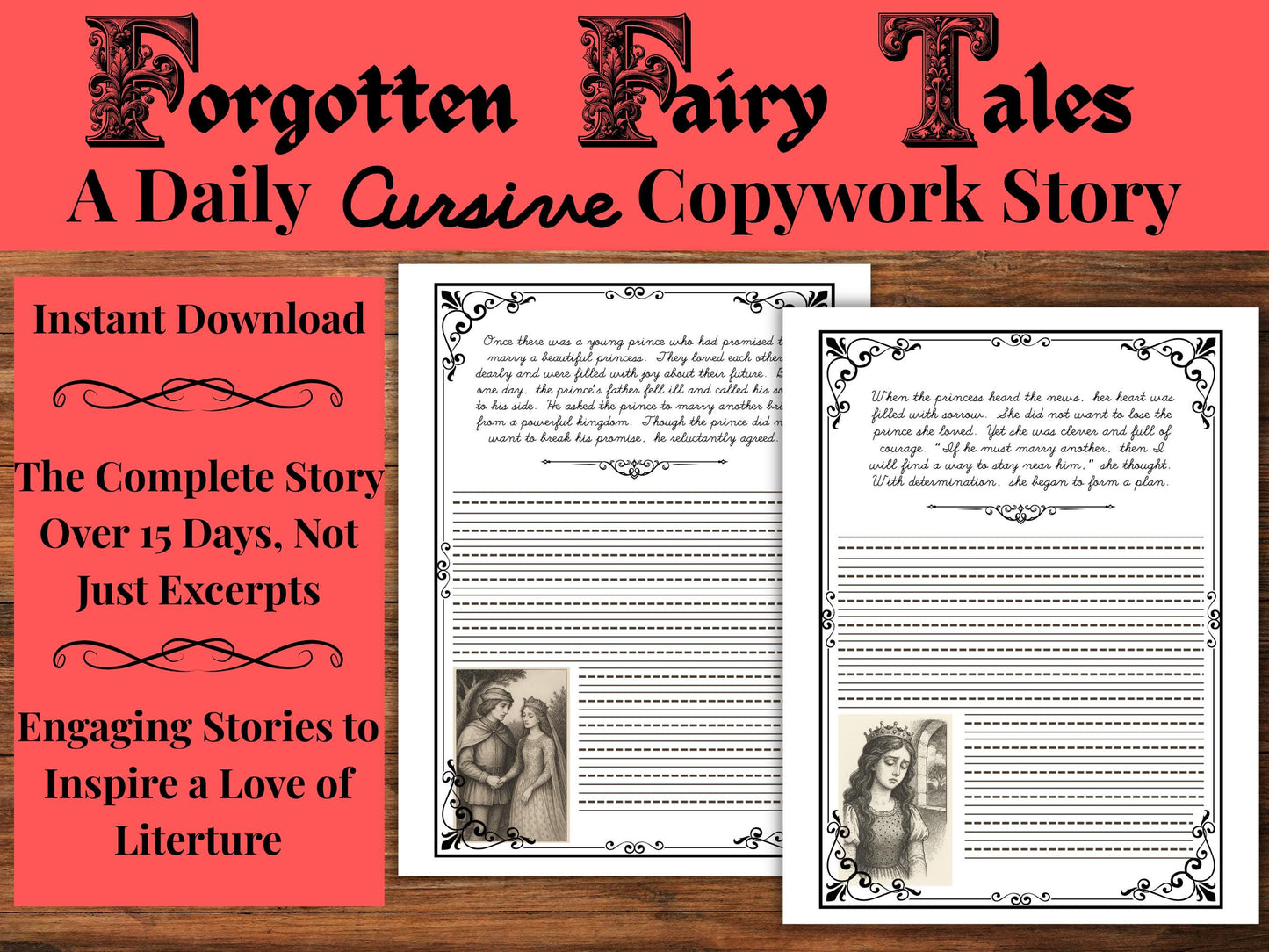 The Twelve Huntsmen Copywork | Grimm’s Forgotten Fairy Tales Handwriting Practice | 15-Page Copywork for Kids