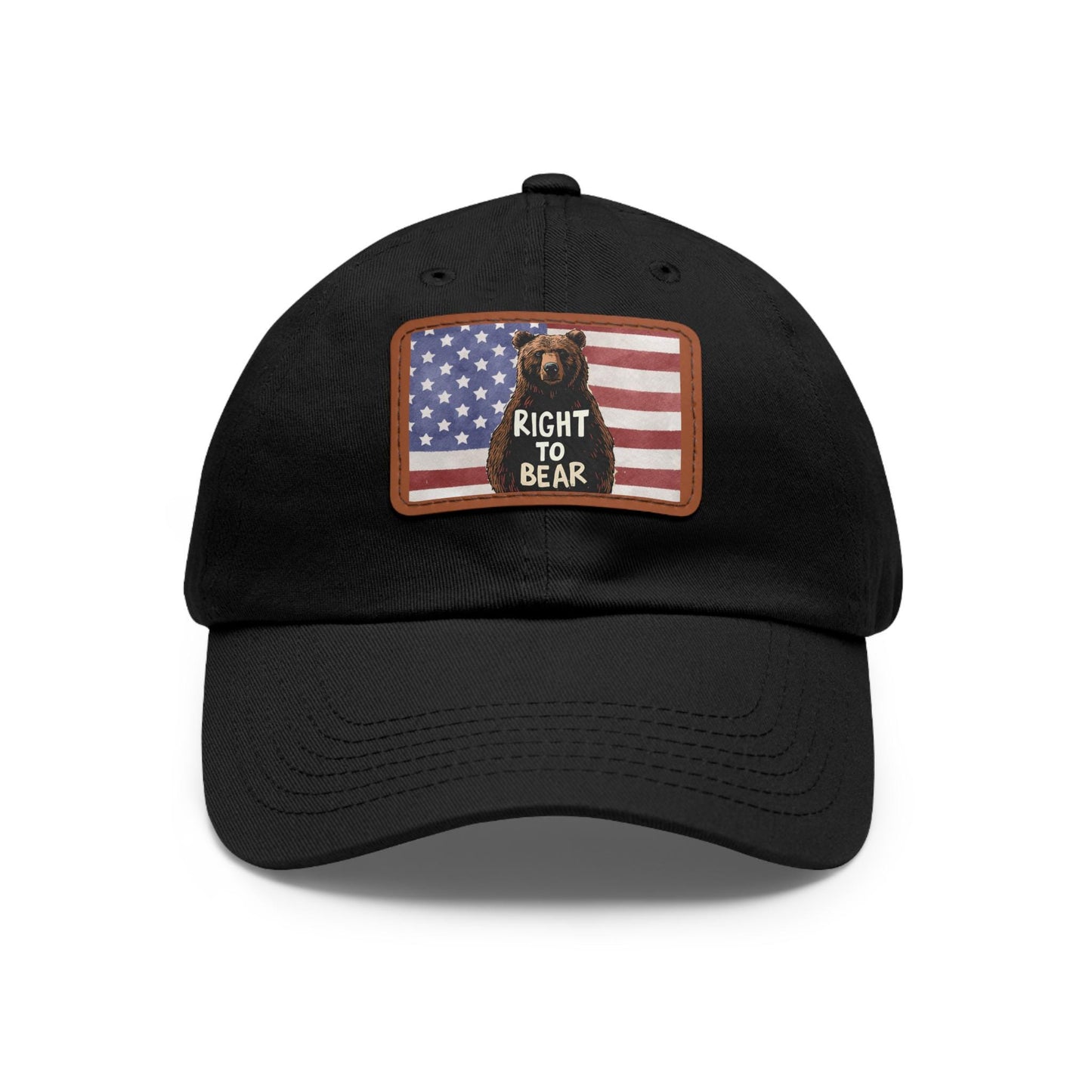 Patriotic Right to Bear Dad Hat with Leather Patch (Rectangle)