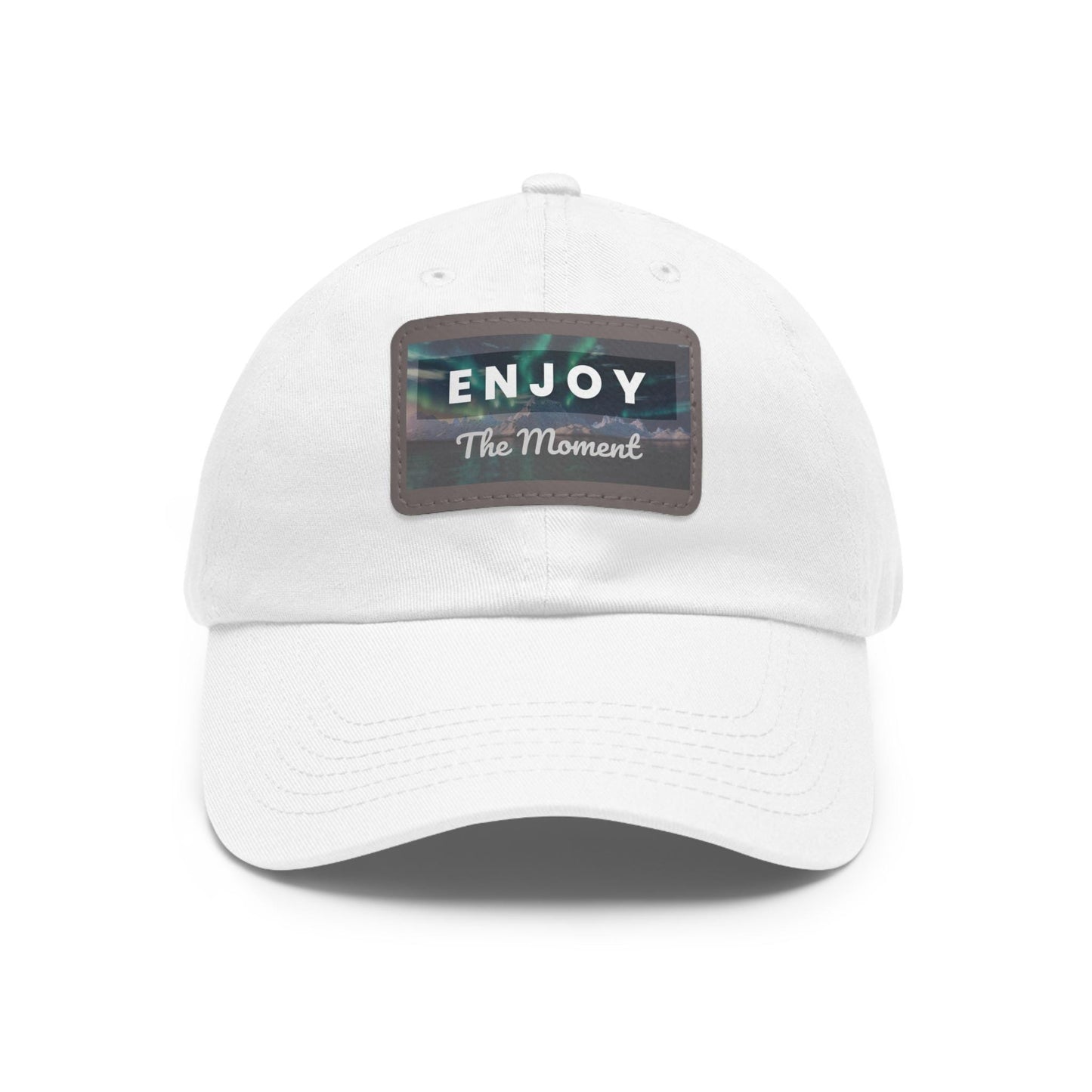 Enjoy the Moment Northern Lights Dad Hat with Leather Patch (Rectangle)