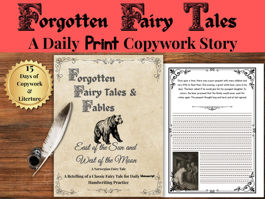 East of the Sun & West of the Moon Copywork: 17-Page Fairy Tale Handwriting Practice