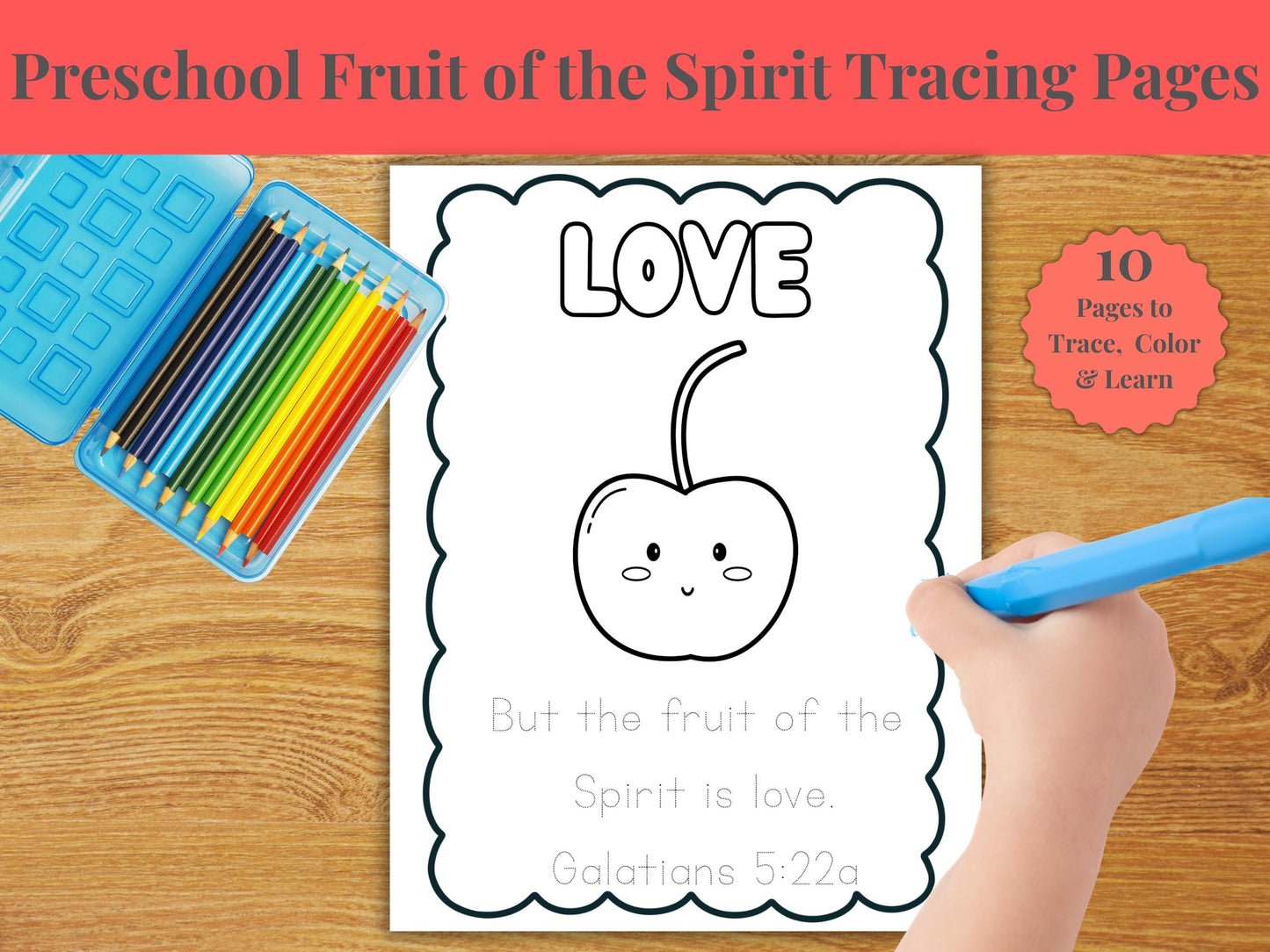 Fruit of the Spirit Tracing Worksheets: Christian Handwriting Practice (Digital Download