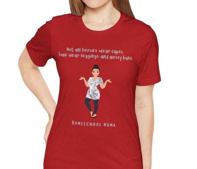 Brunette Homeschool Mama Hero Jersey Short Sleeve Tee