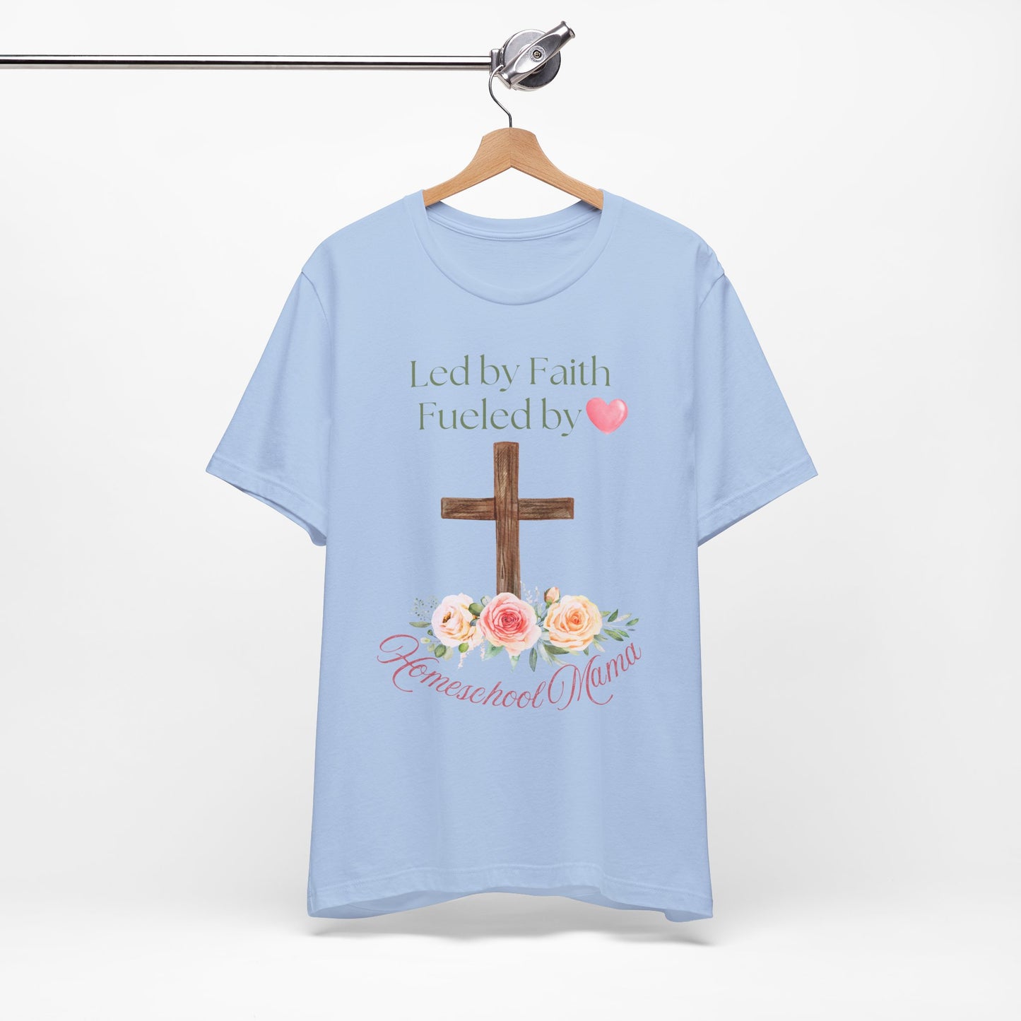 Women's Led by Faith Christian Homeschool Mom Tee Sz. S-5XL