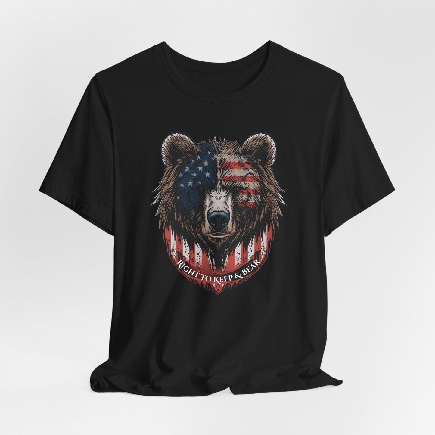 Right to Keep and Bear 2A T-Shirt, Patriotic Bear American Flag Shirt, Second Amendment Graphic Tee
