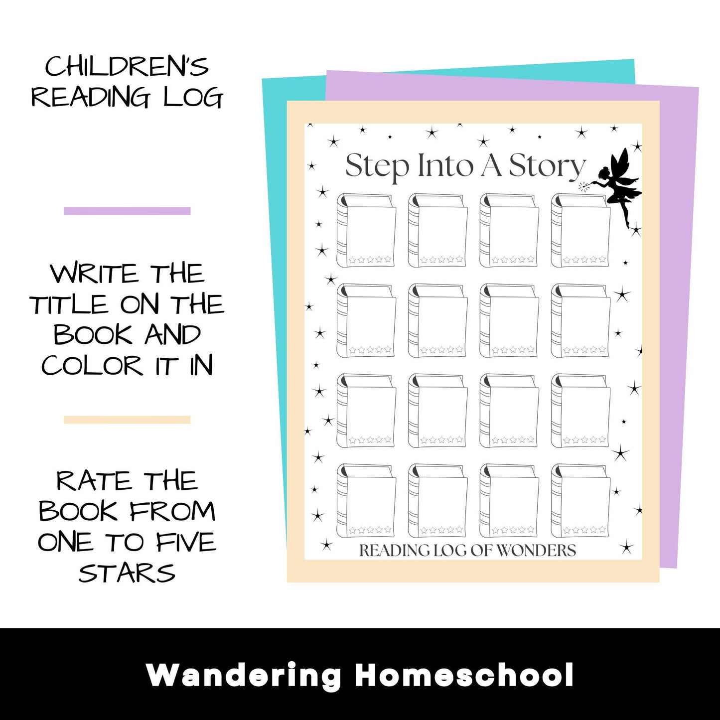 Children's Step Into A Story Reading Logs in Color and Black & White