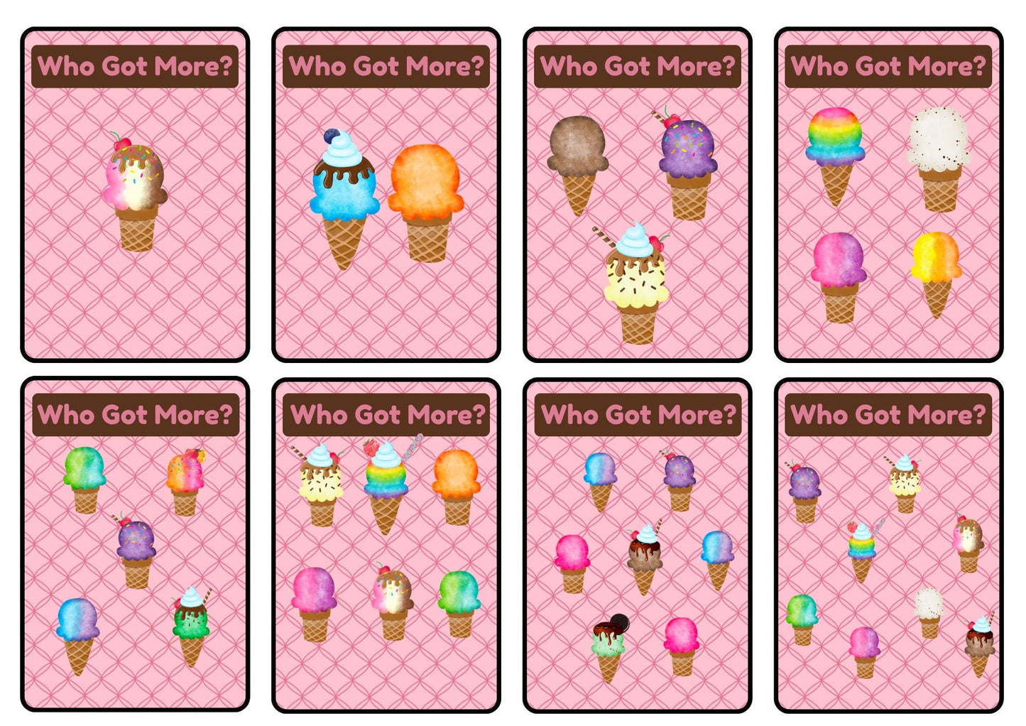 Ice Cream Math Card Game: Sundae Showdown Place Value (PDF Download)