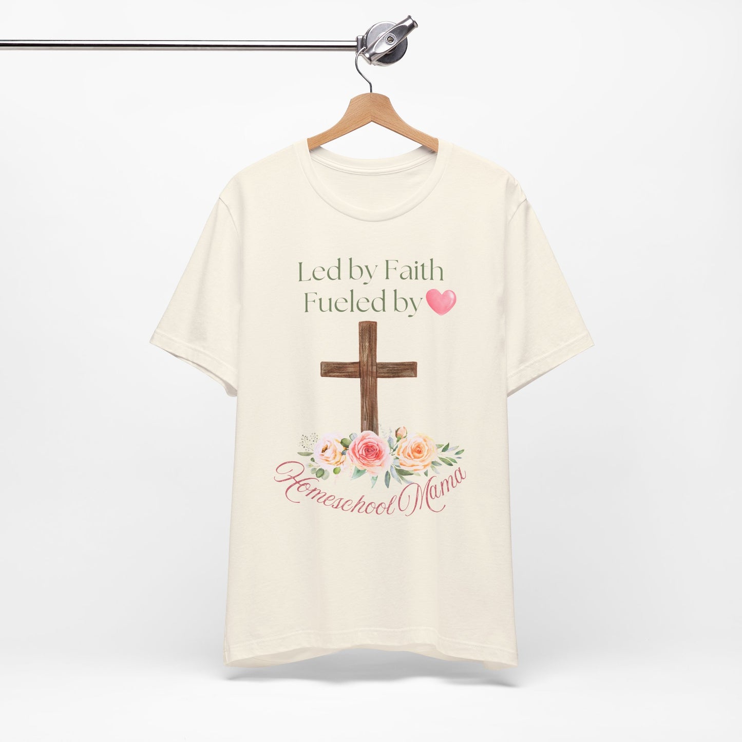 Women's Led by Faith Christian Homeschool Mom Tee Sz. S-5XL