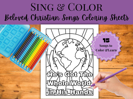 Christian Songs Coloring Pages for Kids | Bible Song Stained Glass Coloring Book | Christian Coloring Sheets Printable