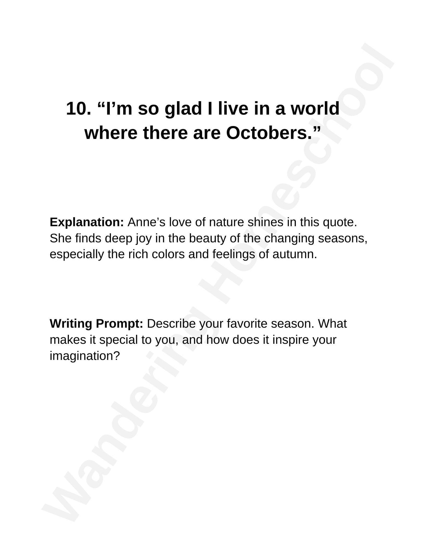 Anne of Green Gables Creative Writing Prompts – For  Homeschool Upper Elementary & Middle School Writers