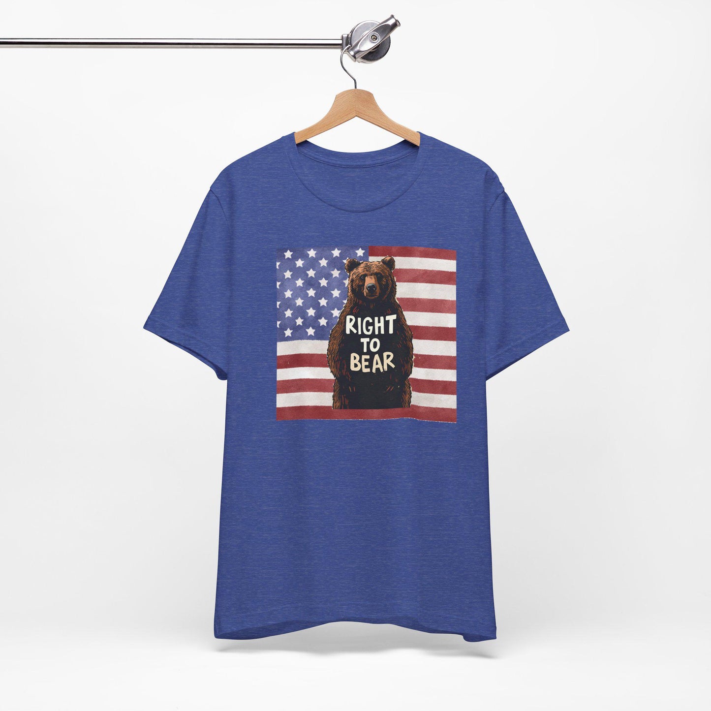 Right to Bear T-Shirt, Patriotic American Flag Bear Tee, Unisex Second Amendment Shirt