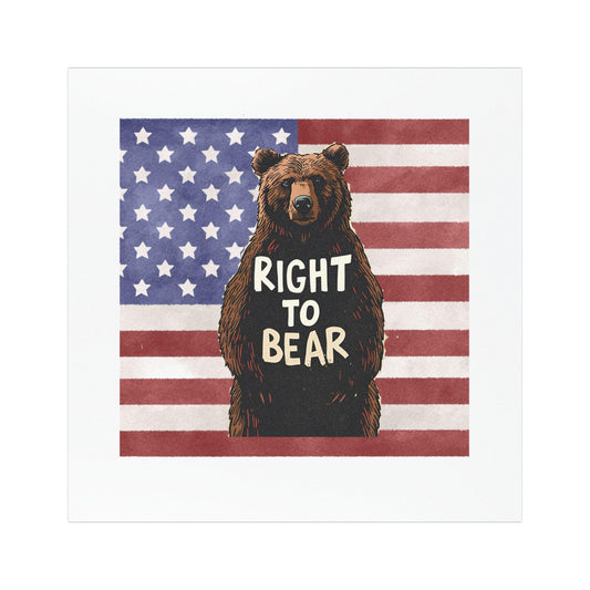 Right to Bear Car Magnet, 5x5 Patriotic American Flag Bear Magnet, Second Amendment Vehicle Accessory
