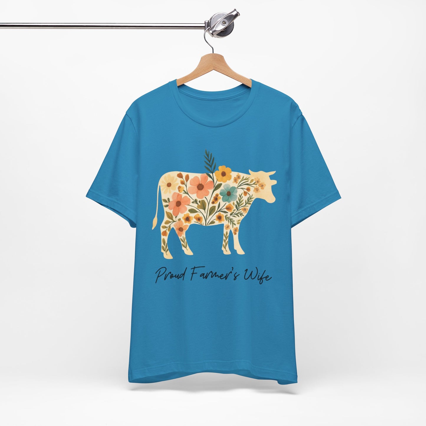 Proud Farmer's Wife Floral Cow Tee Sz. S-5XL