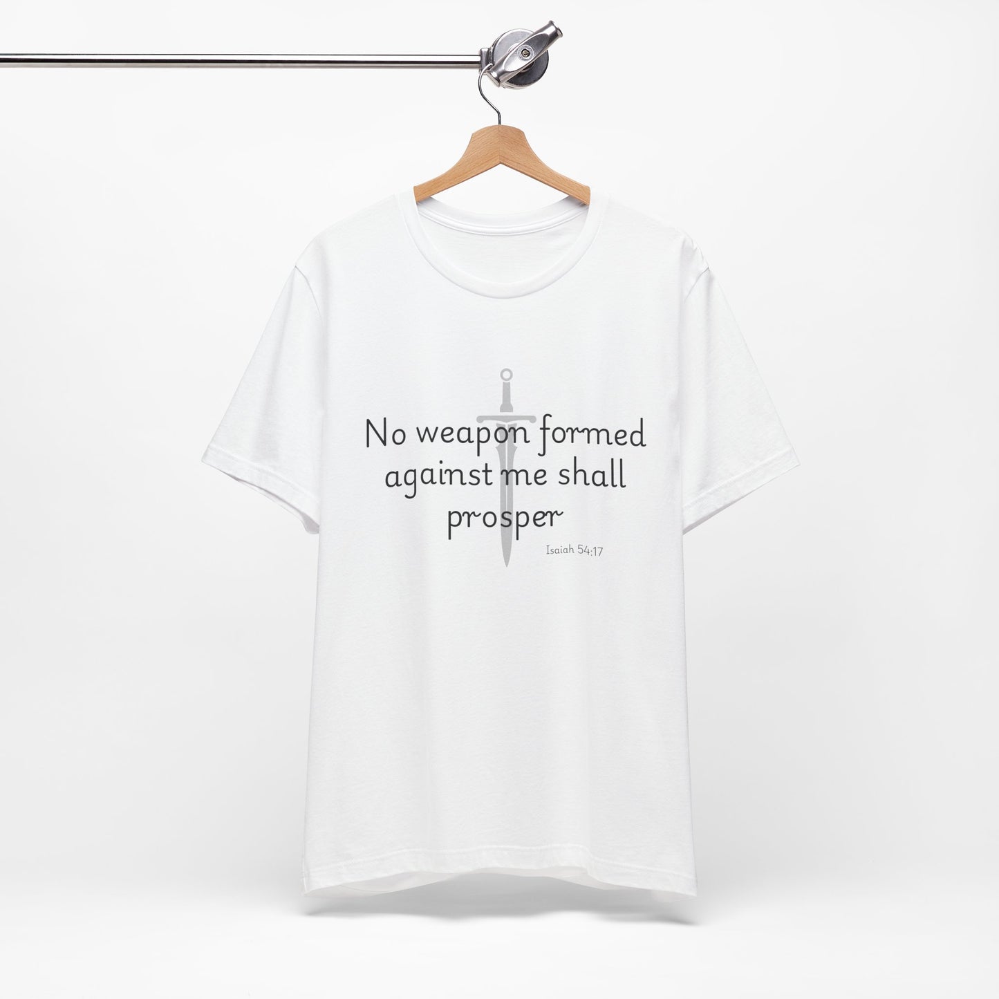 Women's Christian Verse No Weapon Formed Against Me Jersey Short Sleeve Tee Sz. S-5XL