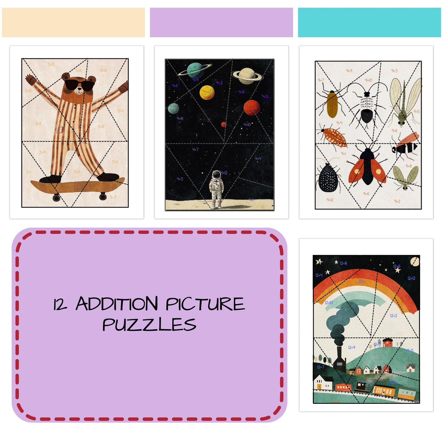 Addition Puzzles – Set of 12 Fun & Engaging Math Activities (Facts 1–12)