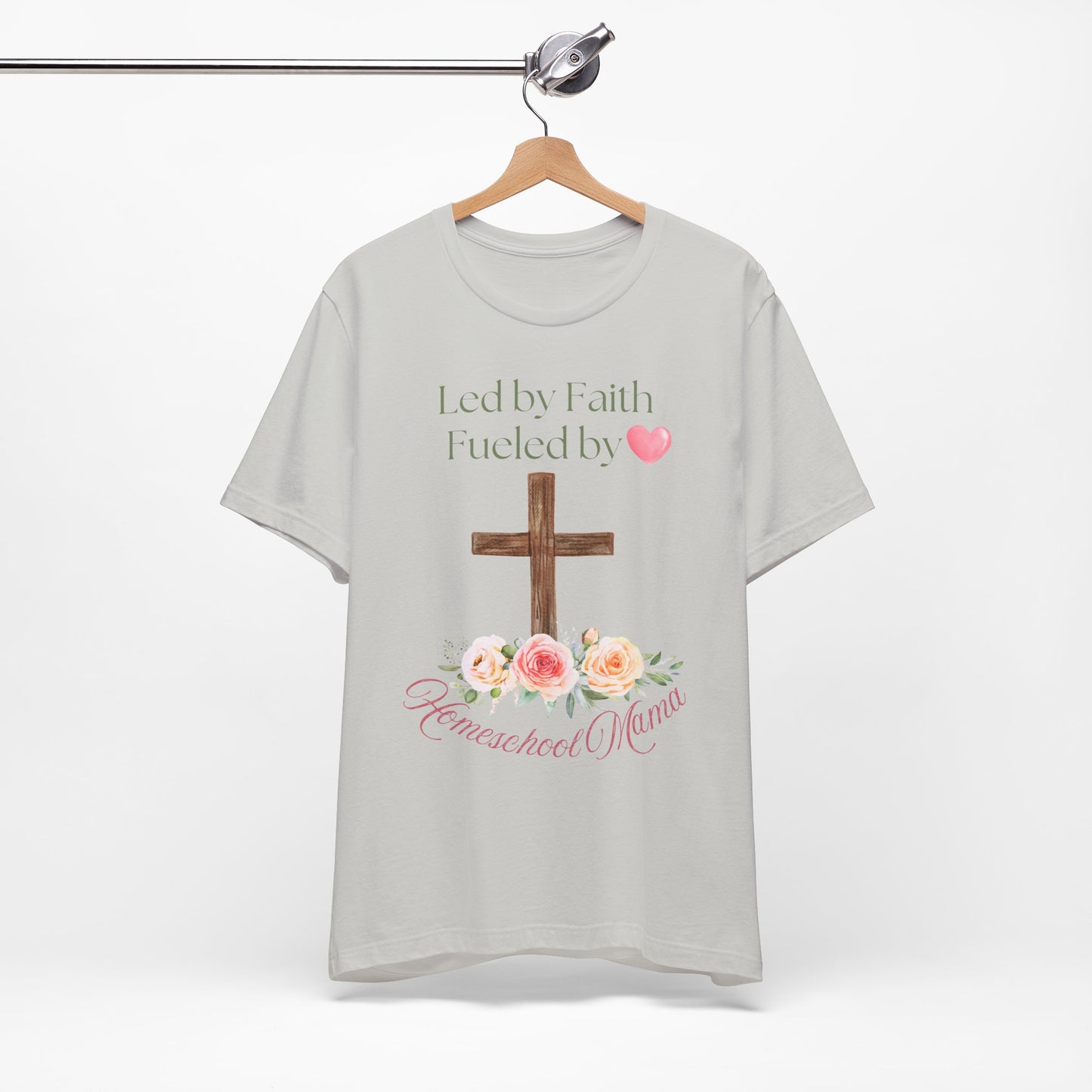 Women's Led by Faith Christian Homeschool Mom Tee Sz. S-5XL