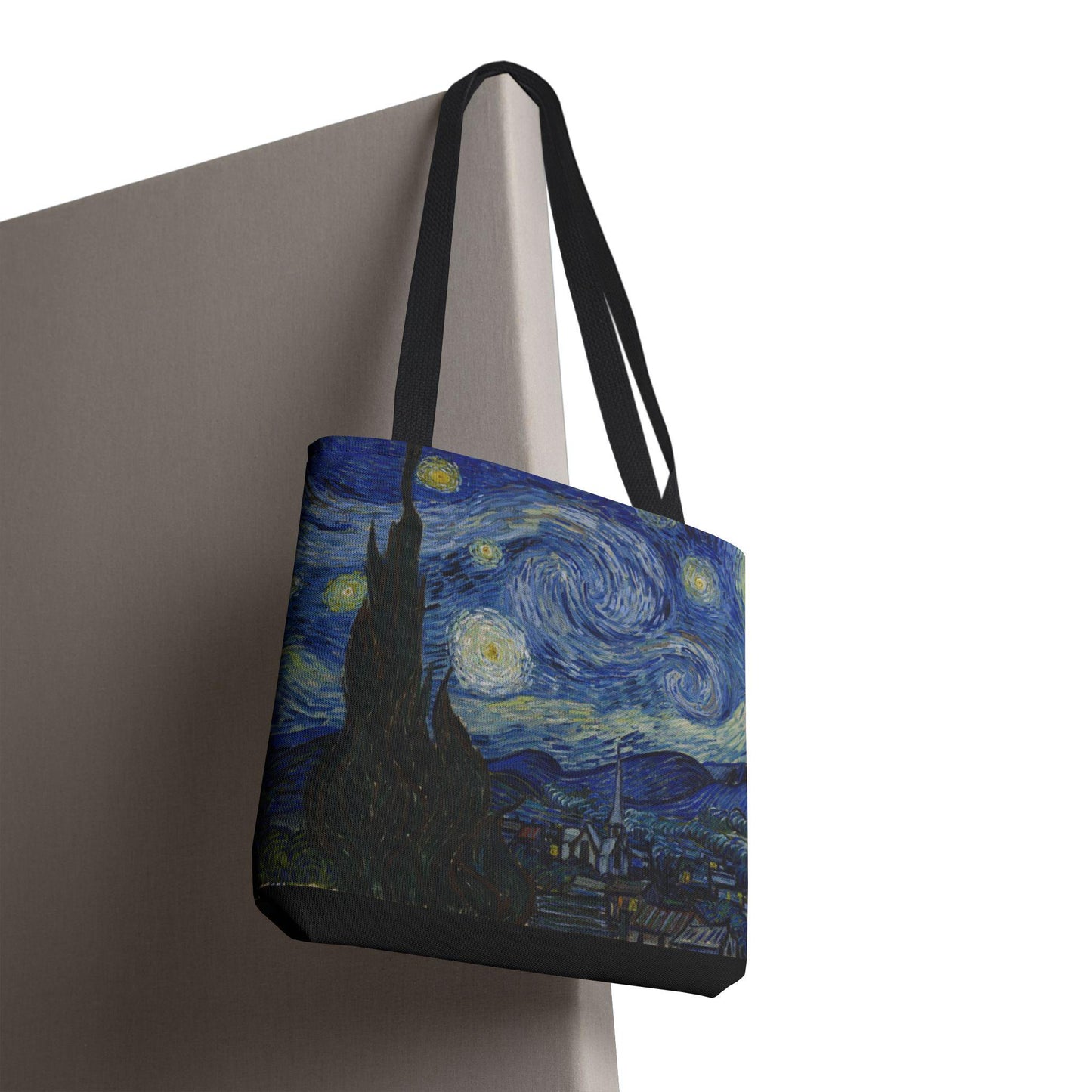 Starry Night Art Tote Bag, 18x18, Custom Printed Durable Everyday Bag with Black, Navy, or Beige Handles