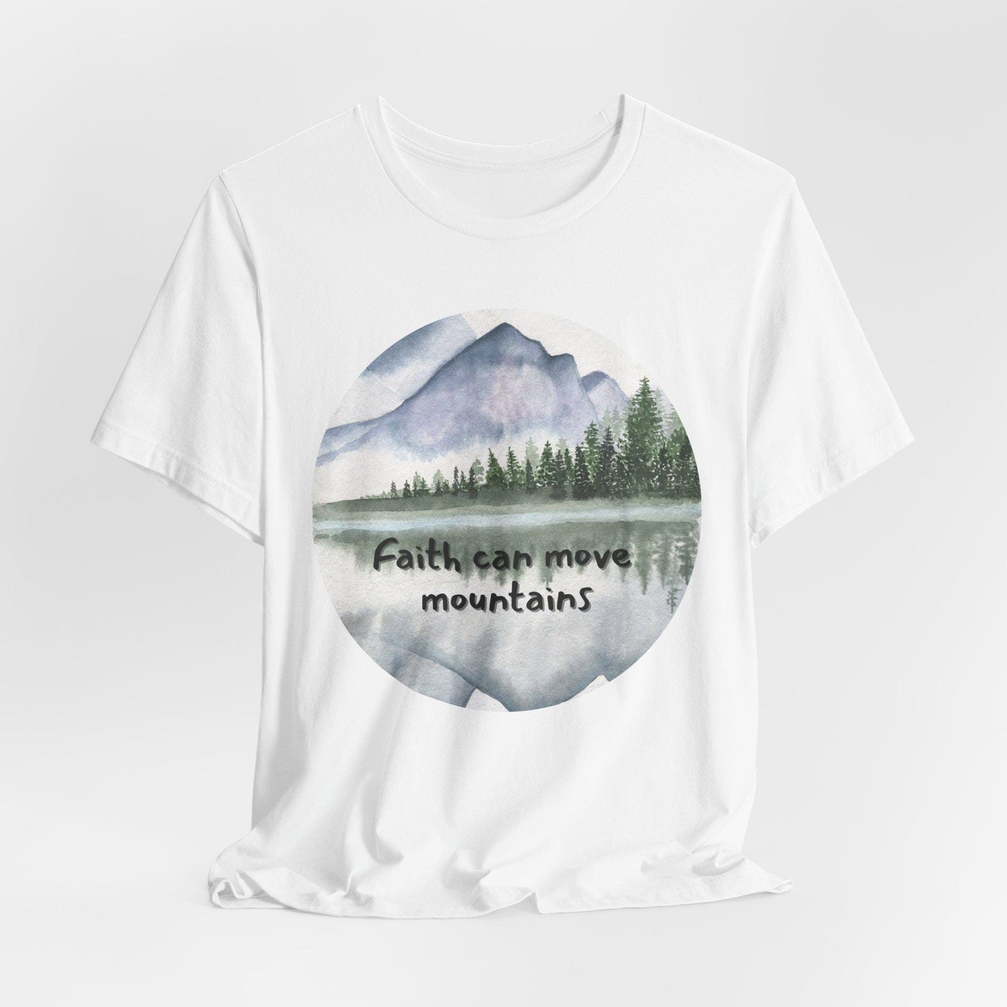 Women's Faith Can Move Mountains Christian Watercolor Tee