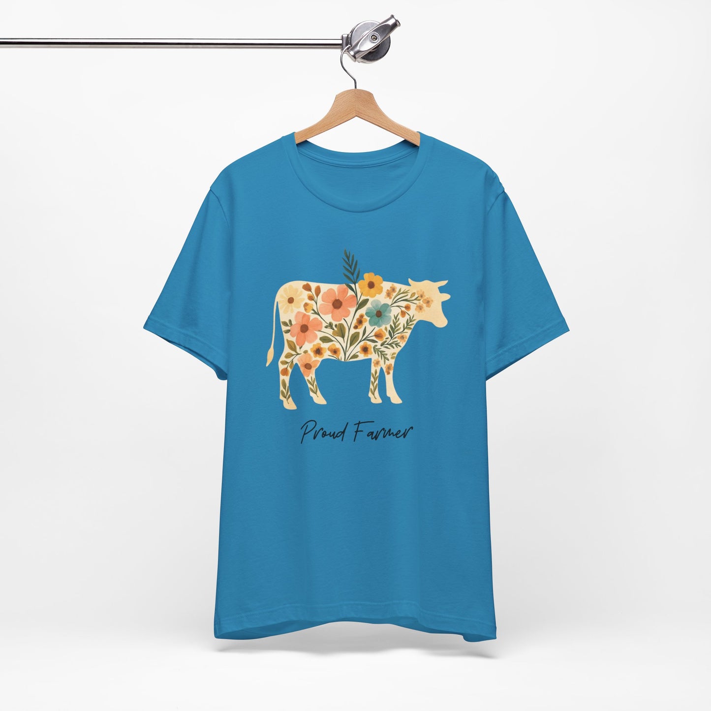 Floral Cow Tee - Proud Farmer Homesteading Women's Shirt Sz. S-5XL