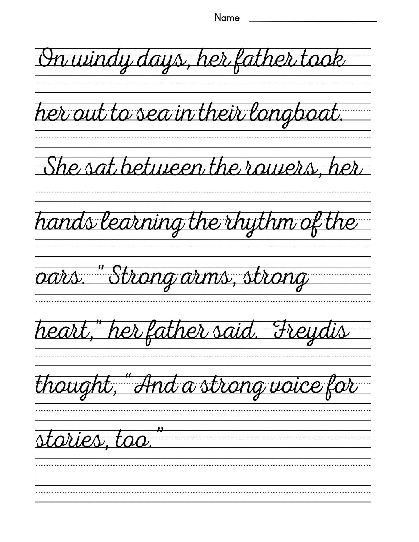 Viking Girl Story Copywork: Norse History Handwriting Practice (PDF Downloadable Workbook)