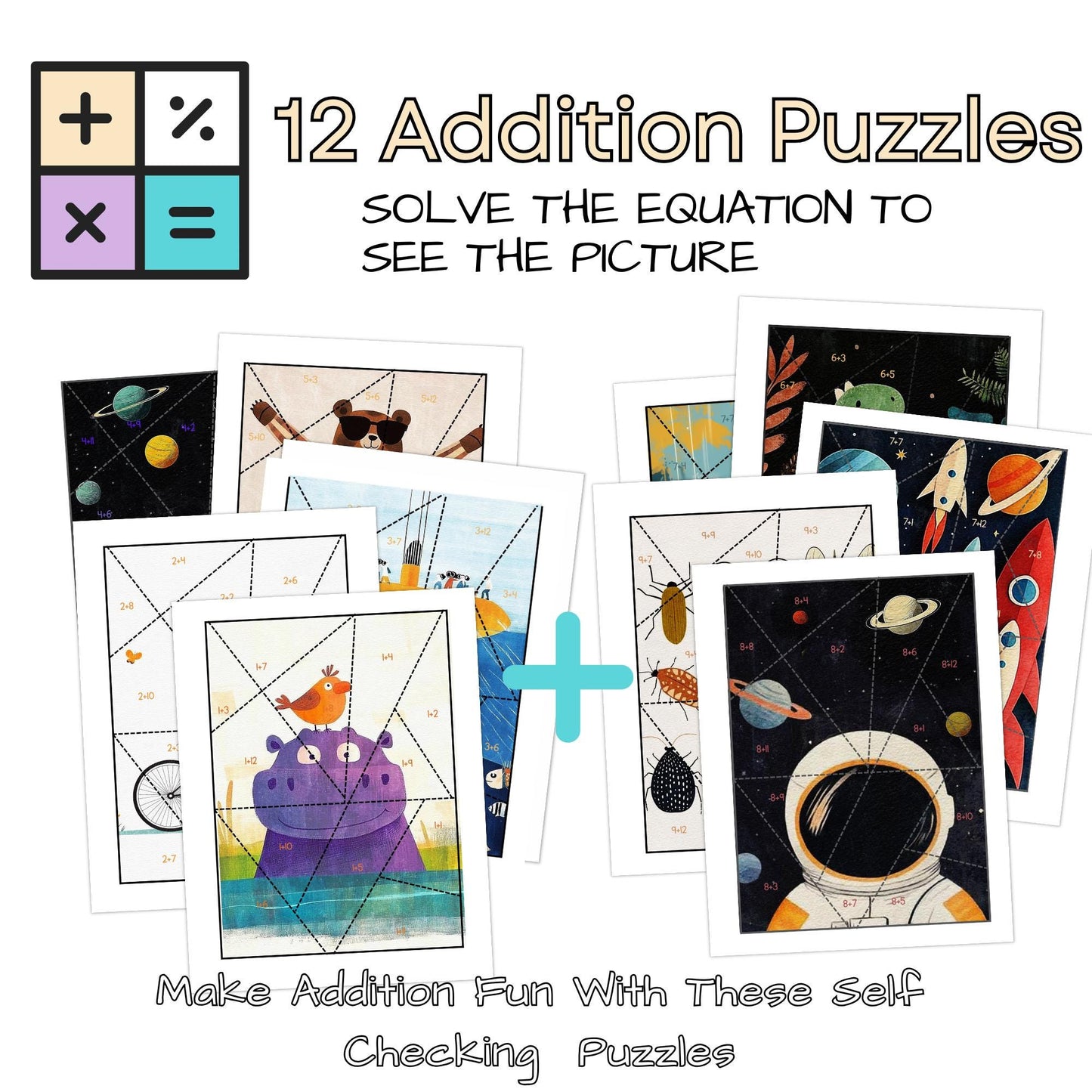Addition Puzzles – Set of 12 Fun & Engaging Math Activities (Facts 1–12)