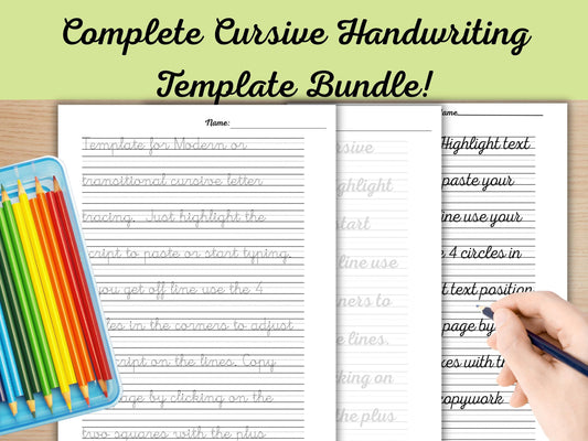 Editable Cursive Copywork Worksheet Template – Custom Handwriting Pages in Canva