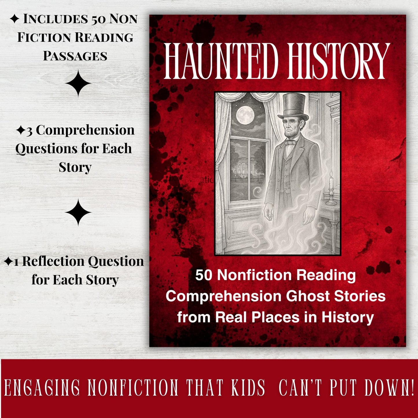 Haunted History Reading Comprehension Workbook: 50 Ghost Stories (PDF Download