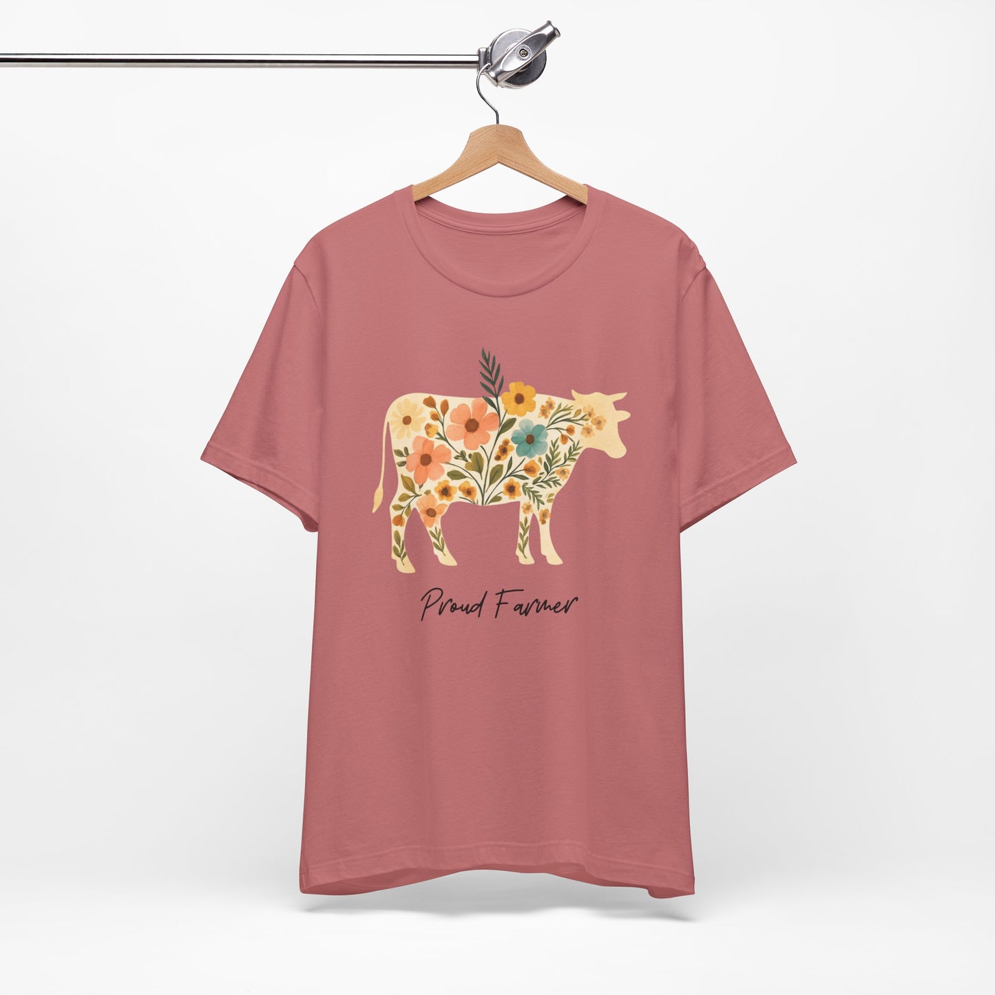 Floral Cow Tee - Proud Farmer Homesteading Women's Shirt Sz. S-5XL