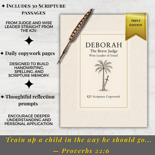 Deborah KJV Copywork: 30-Day Scripture Writing Plan for Girls (Printable Study Guide)