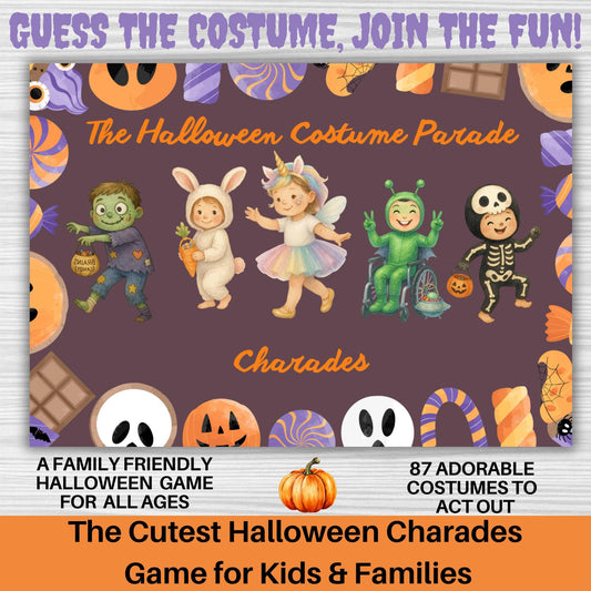 Halloween Costume Charades Game: 87 Watercolor Printable Cards (PDF Download)