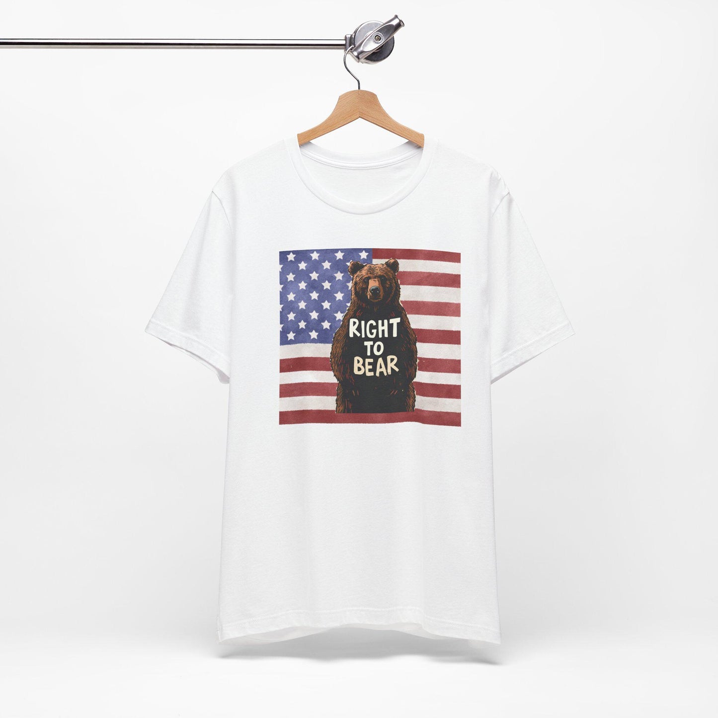 Right to Bear T-Shirt, Patriotic American Flag Bear Tee, Unisex Second Amendment Shirt