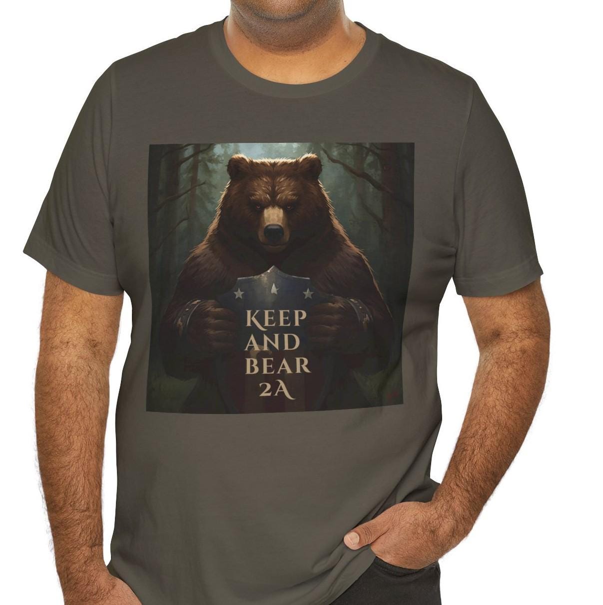 Keep and Bear 2A Shield T-Shirt, Patriotic Bear Second Amendment Tee