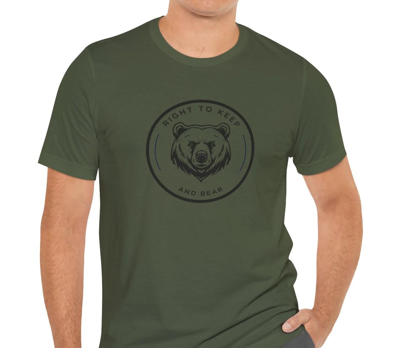 Right to Keep and Bear T-Shirt Minimalist Patriotic Bear Graphic Tee, Unisex Second Amendment Shirt