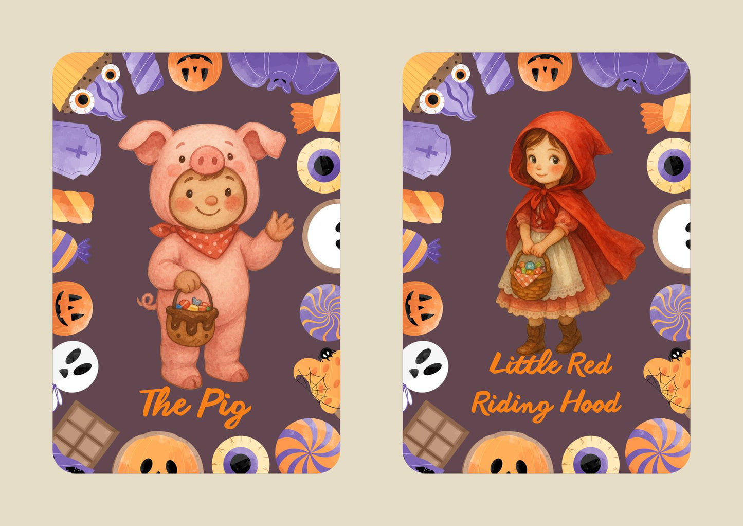 Halloween Costume Charades Game: 87 Watercolor Printable Cards (PDF Download)