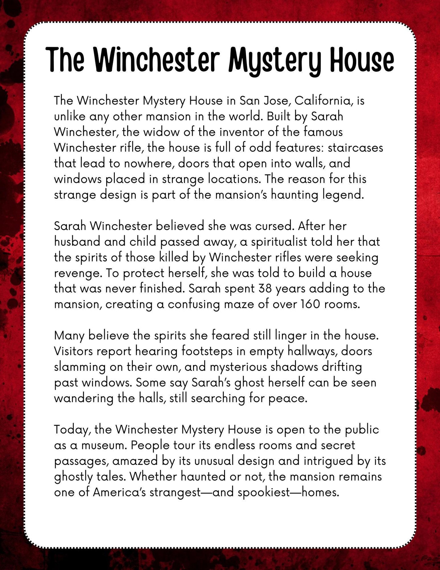 Haunted History Reading Comprehension Workbook: 50 Ghost Stories (PDF Download