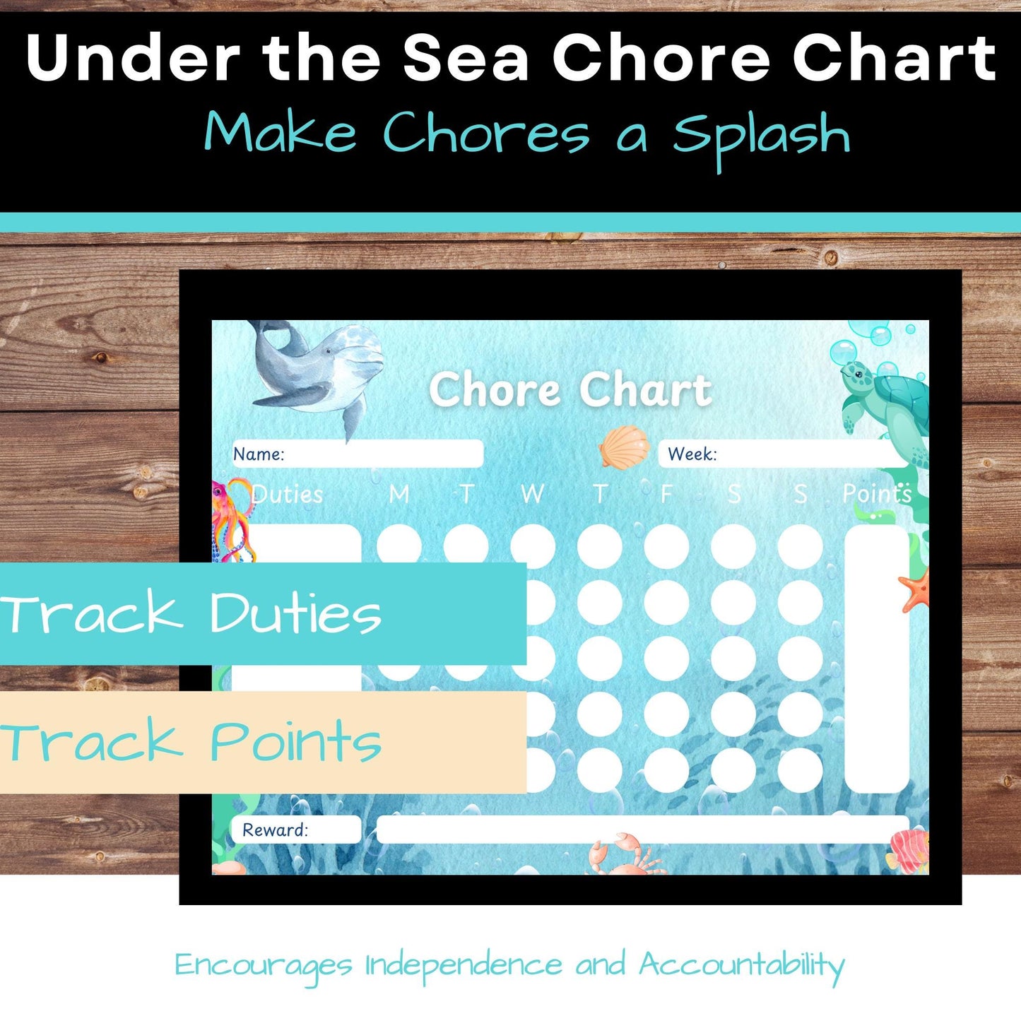 Under the Sea Chore Chart – Printable Kids Responsibility Tracker