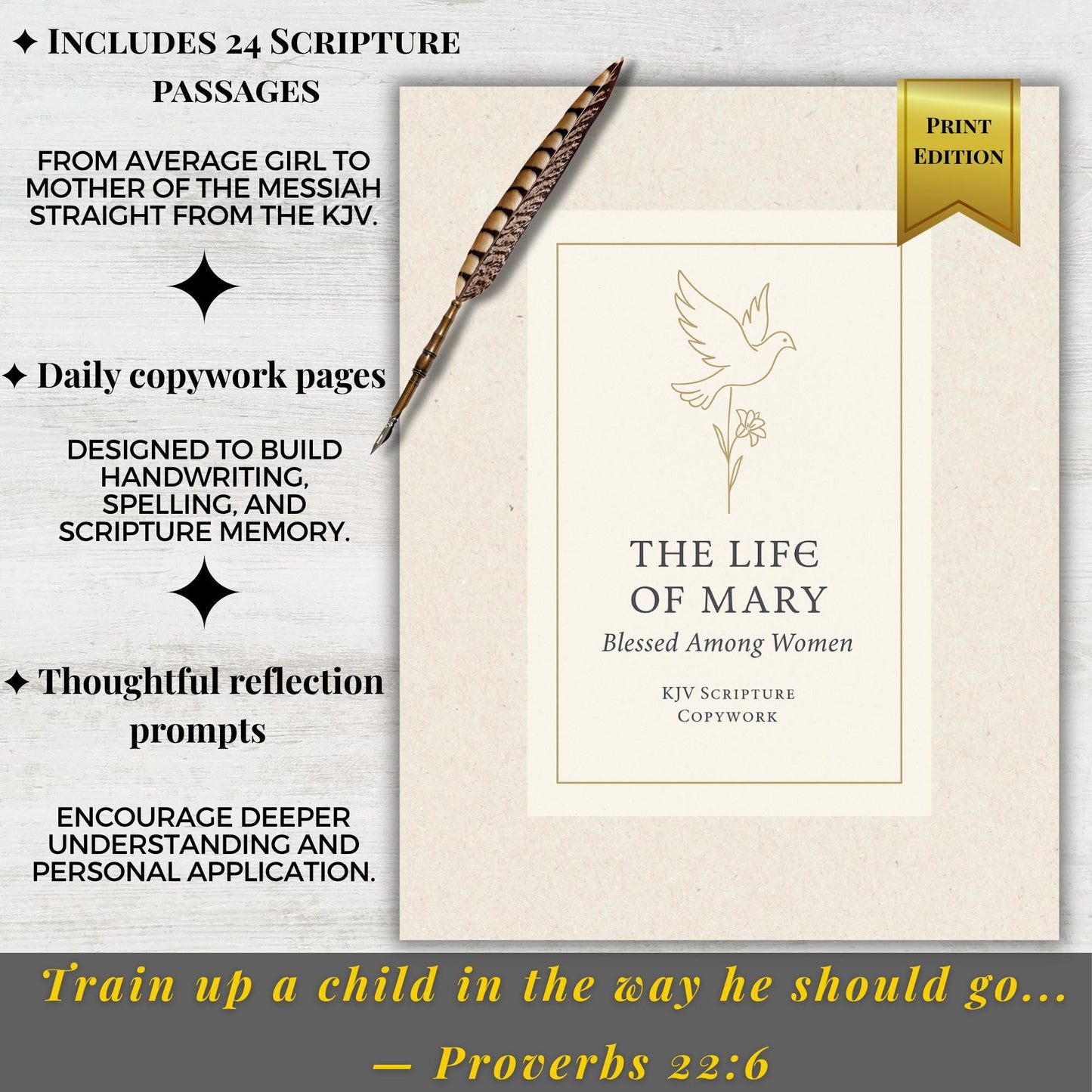 Mary Mother of Jesus KJV Copywork: Christian Homeschool Bible Study