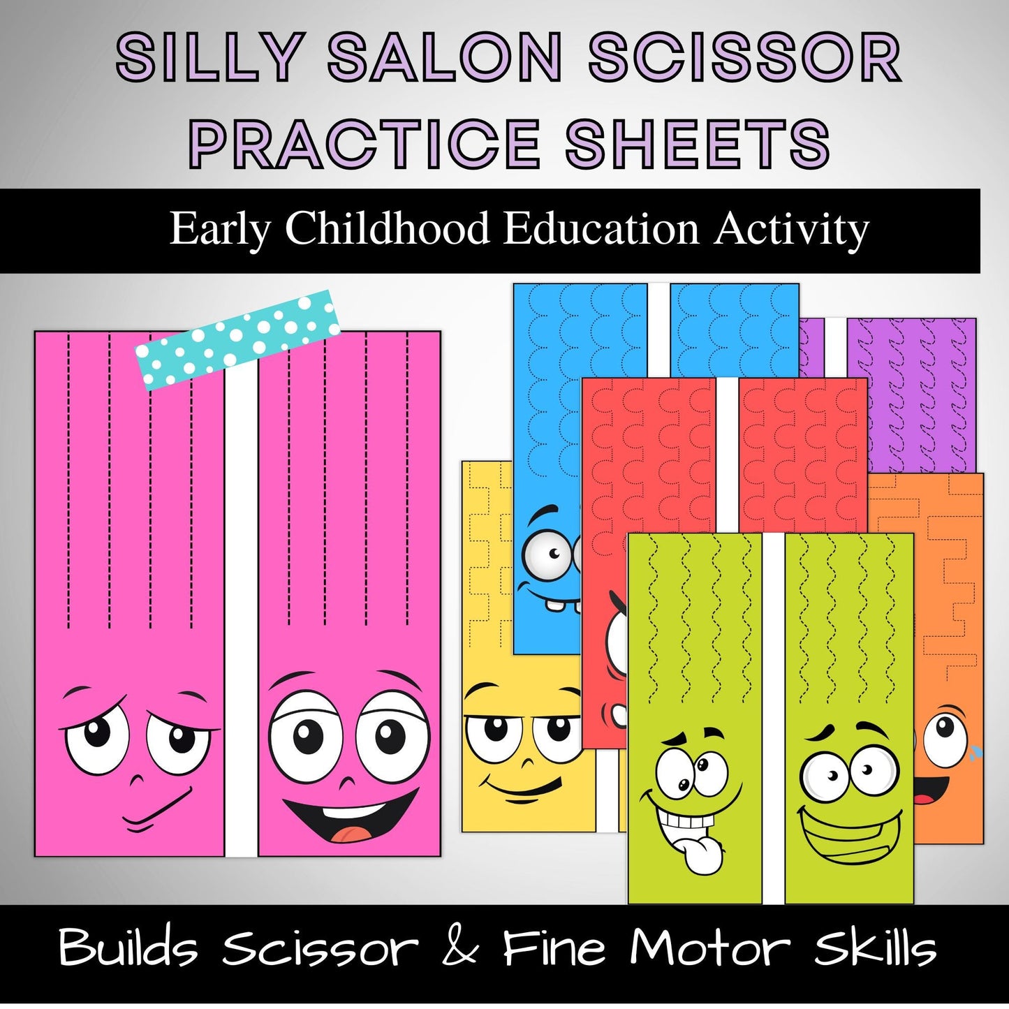 Silly Salon Haircuts Scissor Practice Sheets Snip, Style, and Learn!