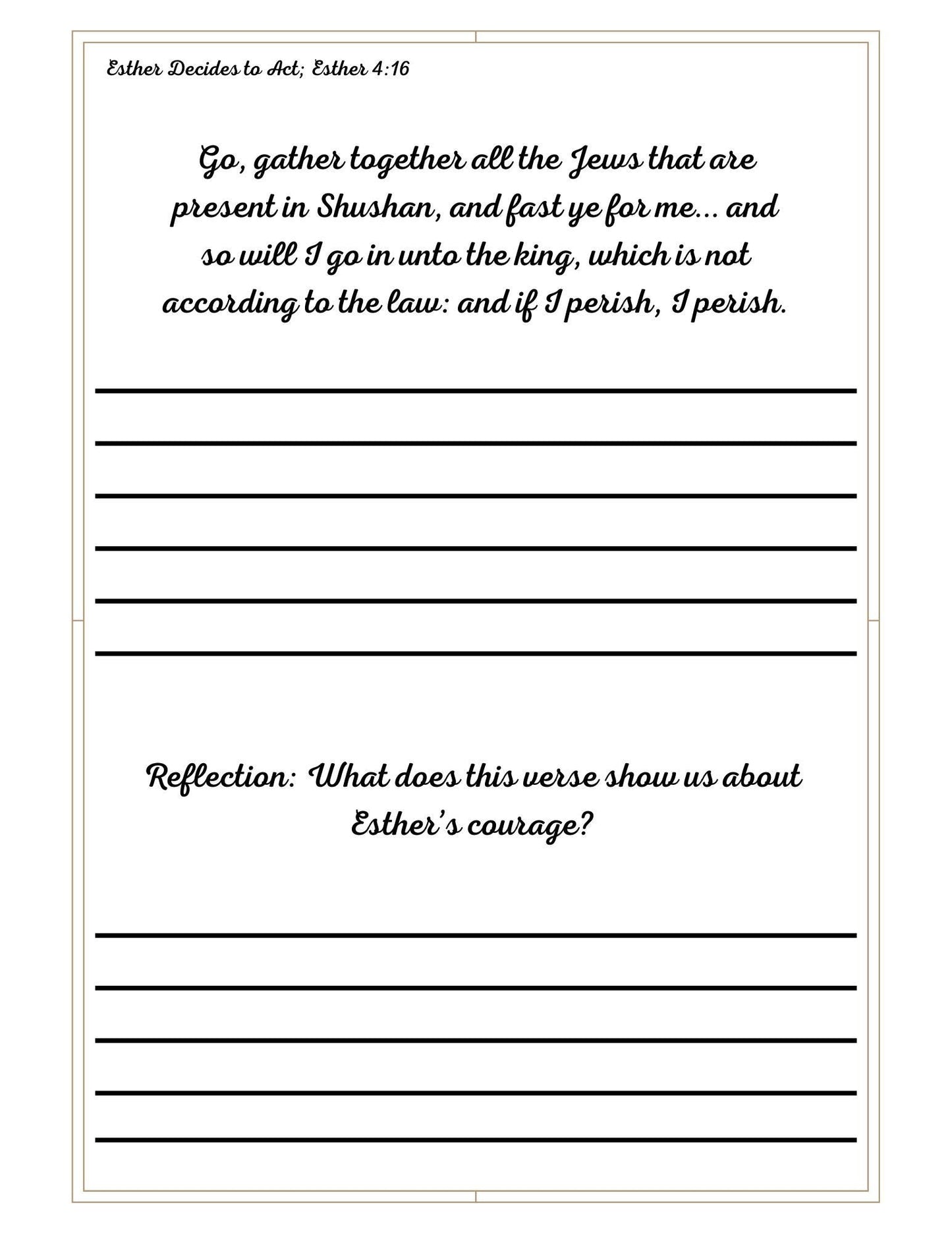 The Life of Esther Copywork | KJV Bible Verses for Girls | Cursive Scripture Handwriting Practice Book