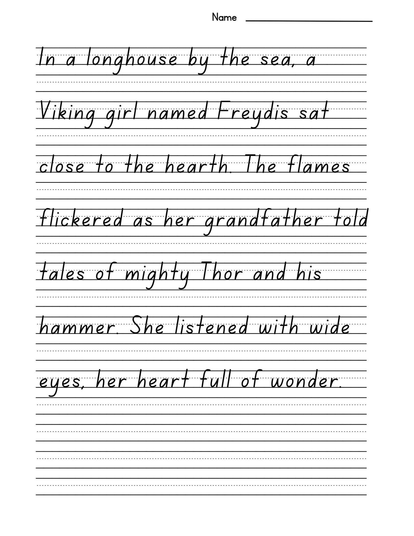 Viking Girl Copywork: Norse History & Handwriting Practice (30-Page Book)