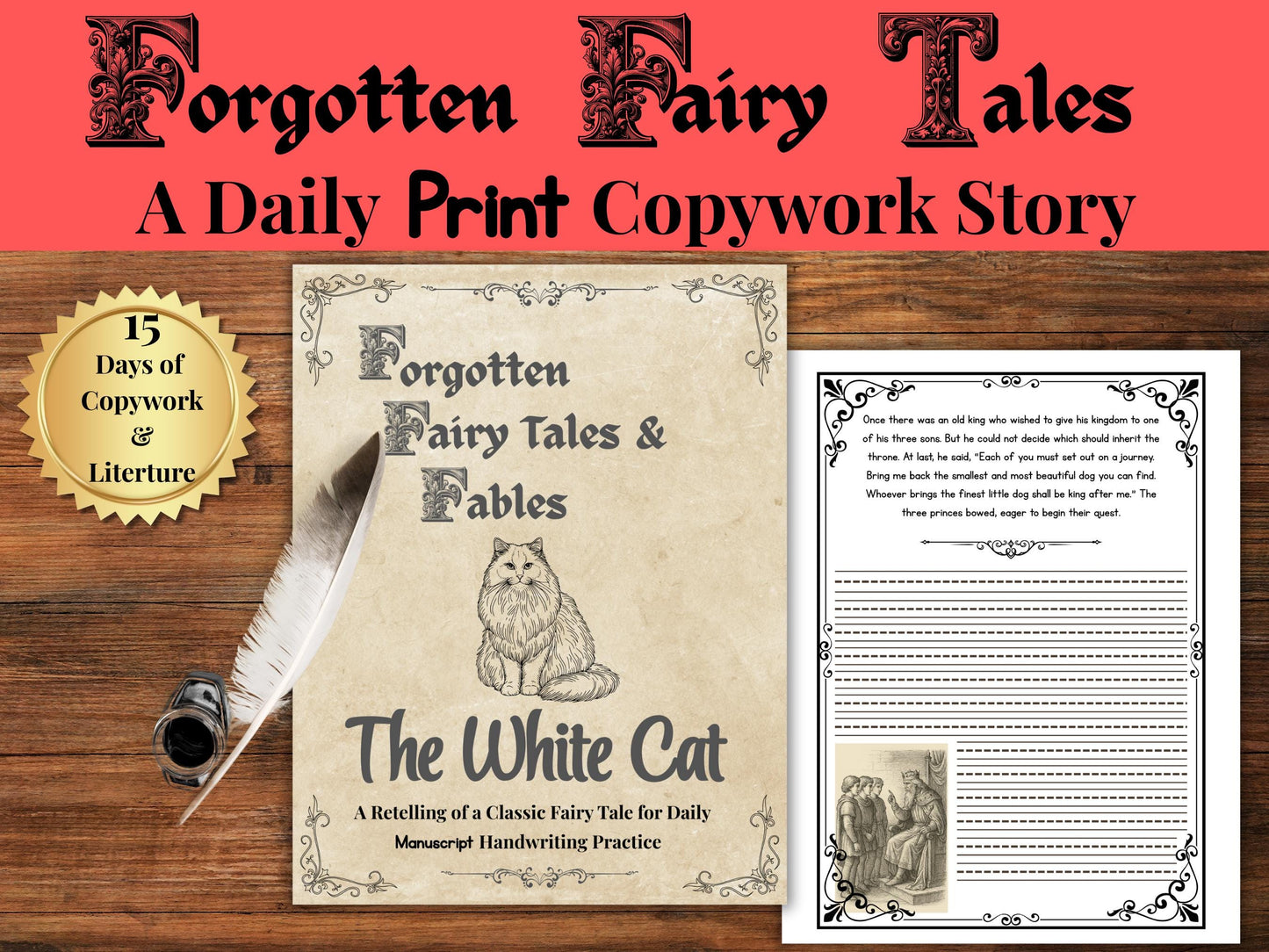 The White Cat Print Copywork | Forgotten Fairy Tales Handwriting Practice